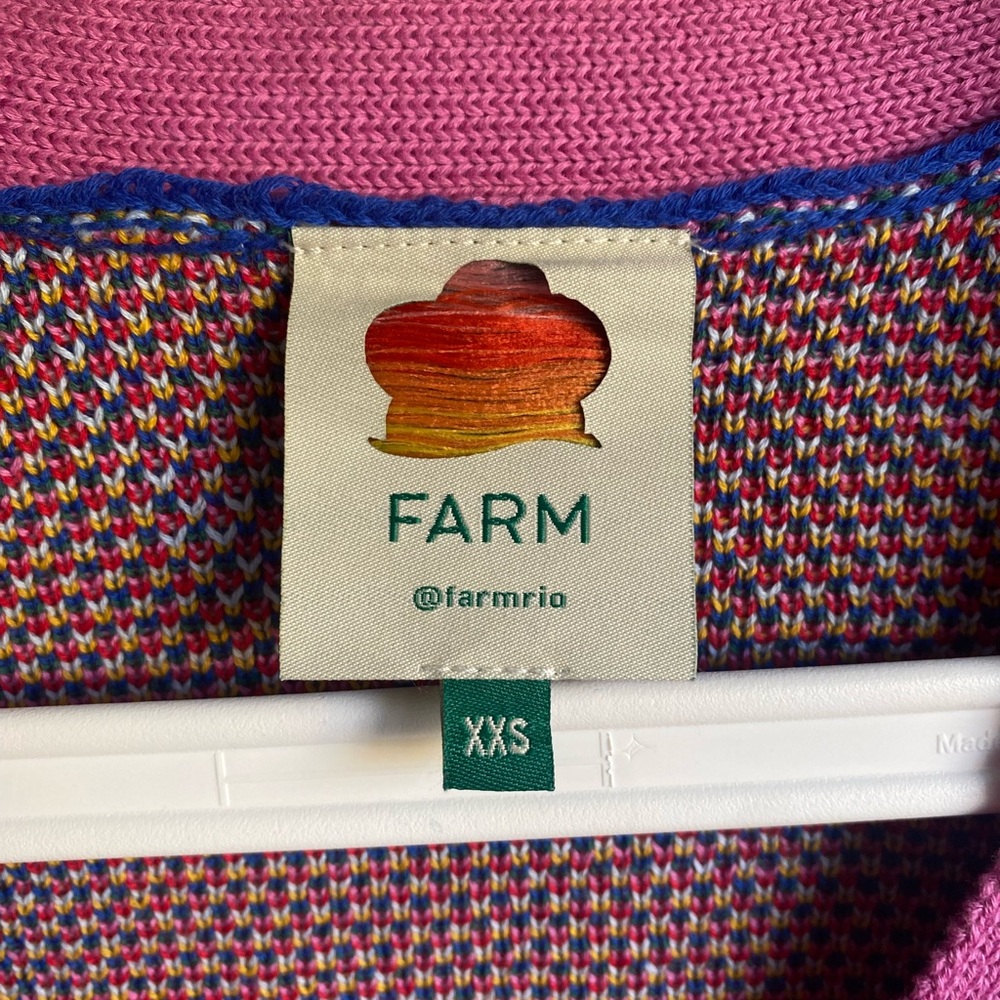 FARM Rio Multicolor Patchwork Knit Cardigan - Red, Blue, Pink, Yellow, Green - Picture 10 of 13